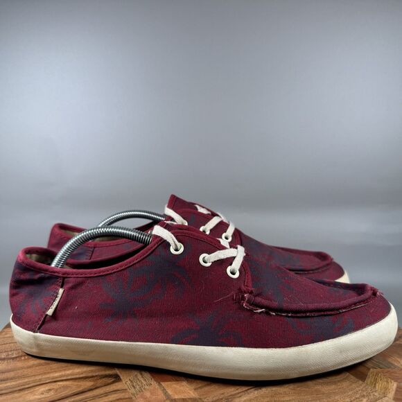 S Vans Surf Siders Mens Size 12 Red Lace Up Shoes Comfort - Picture 1 of 8
